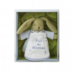 Doudou bébé brodé lapin personnalisé blanc étoilé au prénom de l'enfant